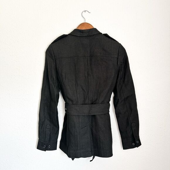 Lauren Ralph Lauren Black Belted Jacket Cotton Linen Herringbone New MSRP $365 - Picture 10 of 11